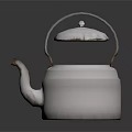 Shiny Silver Metallic Household Kettle With Lid And Handle For Kitchen Use