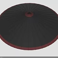Black And Red Traditional Umbrella With Circular Frame And Ribbed Design