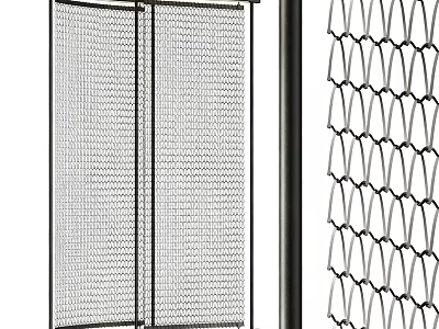 Decorative Room Divider Screen With Modern Metal Frame And Mesh Pattern For Home Interior 3d model
