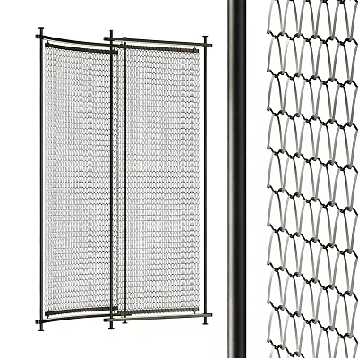 Decorative Room Divider Screen With Modern Metal Frame And Mesh Pattern For Home Interior 3d model
