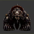 Armored Bear Game Movie Character With Spiked Armor Red Saddle And Bone Decorations