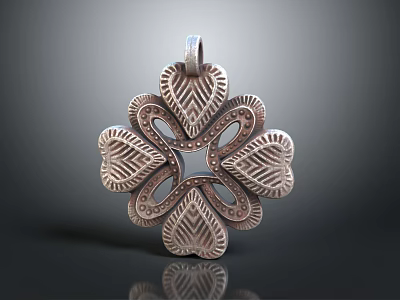 Exquisite Floral Jewelry Pendant Featuring Intricate Heart Petals And Hollow Filigree Design 3d model