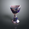 Elegant Silver Goblet With Purple Ornate Patterns For Home Use 3d model