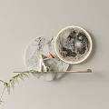 Modern Wall Decor With Round Marble Panel Moon Pattern And Metal Shelf Ornaments 3d model
