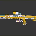 Futuristic Yellow White and Orange Sci-Fi Weapon With Modern Design Scope Straps and Grip