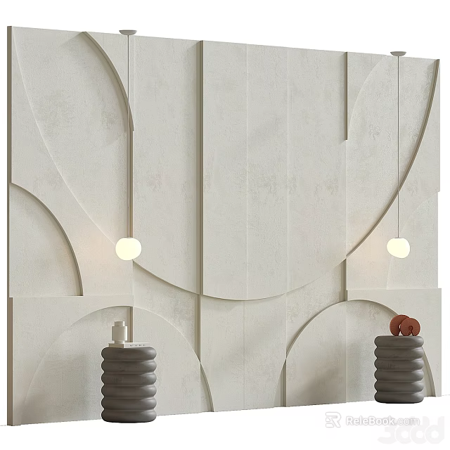Abstract Art Wall With Geometric Patterns And Lighting 3d model 