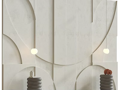Abstract Art Wall With Geometric Patterns And Lighting 3d model