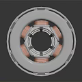 Advanced Cylindrical Weapon With Metallic Spiral Structure Copper Silver Finish Futuristic Mechanical Design