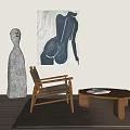 The combination of sculpture and painting 3d model