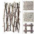 Natural Wooden Branch Fence With Handwoven Patterns And Rustic Design Elements 3d model
