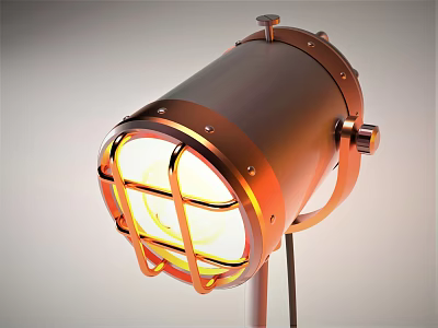 Industrial Style Decorative Lamp With Metal Cylindrical Design And Grid Guard Stand 3d model