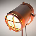 Industrial Style Decorative Lamp With Metal Cylindrical Design And Grid Guard Stand