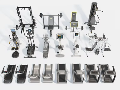 Professional Sports Equipment Collection Featuring Treadmills Strength Machines And Fitness Gear 3d model