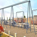 Large Industrial Factory Building Complex with Surrounding Trees Roads and Equipment