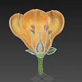 Yellow Flower With Vibrant Petals Green Stem And Central Stamen Structure