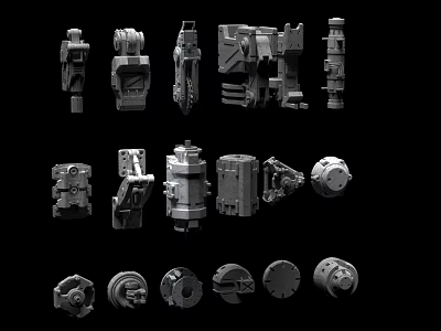 Industrial Equipment Multiple Types Of Mechanical Components With Different Design Features 3d model