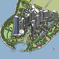 Modern Aerial View Riverside Community Planning Large 3d model