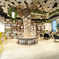 Stylish Book Art Interior Design With Wooden Bookshelves Art Decor And Warm Lighting