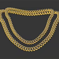 Elegant Crystal Chandelier Featuring Gold Double Row Chain With Reflective Effect On Dark Background