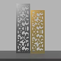 Carved Decorative Screens in Gray and Gold with Intricate Patterns