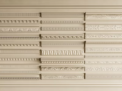 Various Decorative Crown Molding Styles with Ornate Patterns for Interior Design 3d model