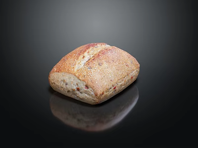 Artisan Whole Grain Bread With Crusty Surface And Grainy Texture On Black Background 3d model