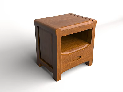 Classic Wooden Bedside Table With Brown Finish And Single Drawer Design 3d model