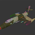 Camouflage Military Aircraft Model With Green Beige Body Red Nose And Missiles