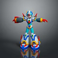 3D Model of Colorful Armored Robot Character as Futuristic Creature With Open Arms