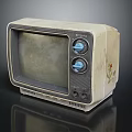 Vintage Cream Colored Television With Two Knobs And Floral Decal Design