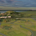 Spacious Amusement Park With Green Fields Scenic Hill Lake And Modern Recreational Facilities