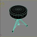 Black Round Top Stool with Silver Metal Tripod Stand and Sturdy Base Design