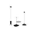 Modern Pendant Lights With Different Shapes Black White Colors Hanging From Ceiling