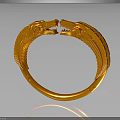 Detailed Artistic Golden Dragon Heads Intertwined Biting Forming Unique Circular Ring
