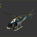 Blue And White Mars Exploration Helicopter 3D Model With Rotors And Fuselage
