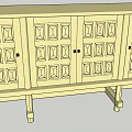 Traditional Wooden Entryway Console Cabinet With Carved Door Panels And Legs Design