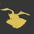 Golden Dragon Mythical Creature Sculpture With Spread Wings On Rocky Base