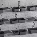 Black Kitchen Sinks In Various Styles With Faucets And Drainboard
