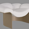 White Single Sofa With Rounded Cushions And Gold Modern Frame Design