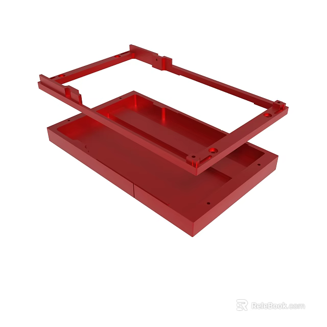 Red Plastic Frame And Base Component For Industrial Assembly Parts 3d model 