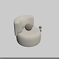 Modern Curved Single Sofa With Light Beige Fabric Upholstery And Round Brown Cushion