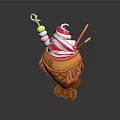 Decorative Ice Cream Cone With Swirl Ice Cream Candies And Spoons