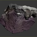 Natural Purple Cube Mineral Crystal With Glossy Surface White Gray Edges And Gray Background