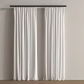 White Curtains With Black Rod On White Wall And Wooden Floor Elegant Drape Home Decor