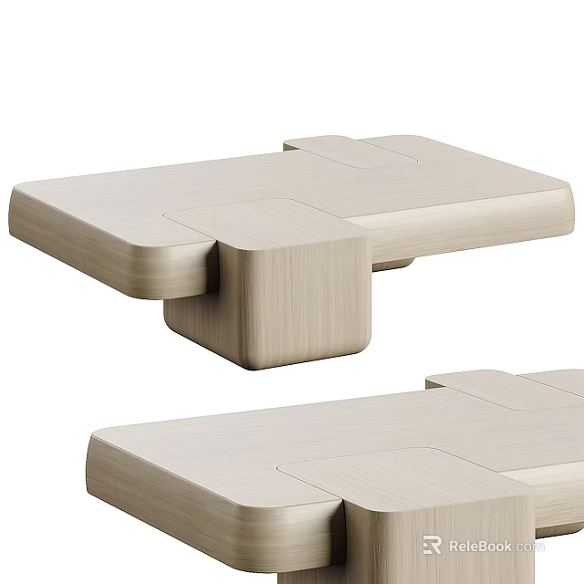 Light Wood Modern Coffee Table With Geometric Structure And Smooth Surface Design 3d model