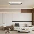 Modern Living And Dining Room Interior With Sofa Dining Table Lighting And Wall Art
