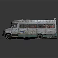 Old Worn Out Bus With Graffiti Parked On Dirt Platform View 3d model