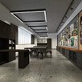 School Learning Space With Bookshelves Tables Chairs Wall Posters And Lighting