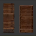 Dark Brown Wooden Cabinet And Multi Layer Bookshelf With Wood Grain Texture