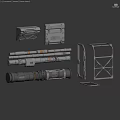 Industrial Equipment Metal Frame Structure With Pipes And Mechanical Components Design